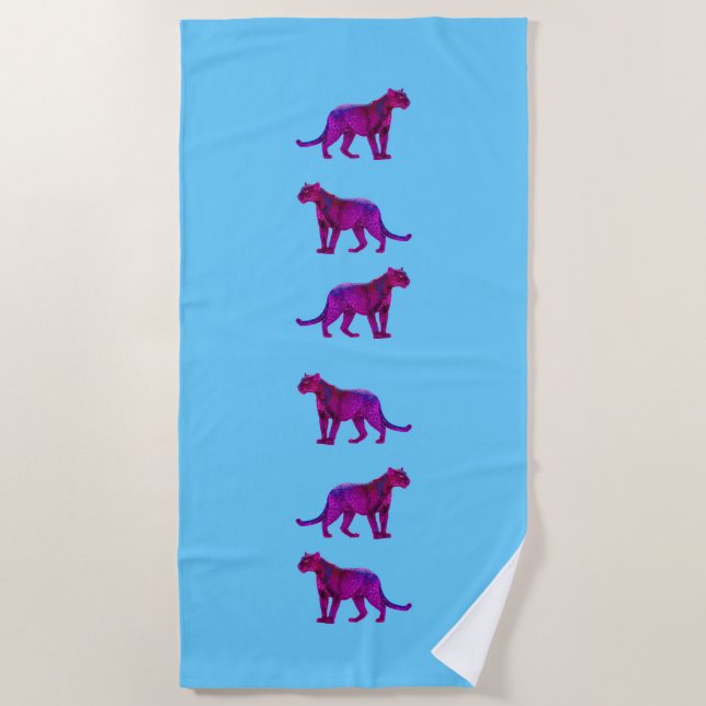 Serviette De Plage Les vrais Panthers Magenta (Devant)