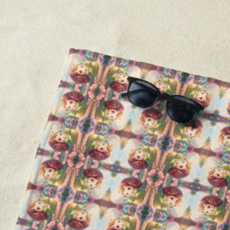 Serviette De Plage L'escargot et la magie des couronnes de fleurs.9