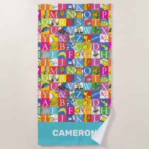 Serviette De Plage Lettre en bloc colorée ABC du Dr Seuss Motif