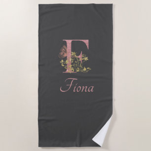 Serviette De Plage LETTRE Florale Parties scintillant rose F