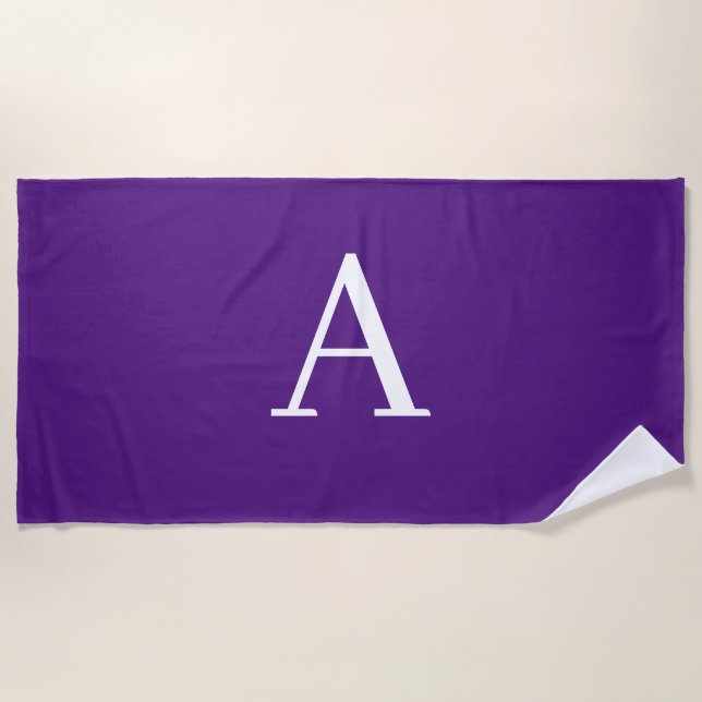 Serviette De Plage Lettre initiale Monogramme Style moderne violet (Devant)