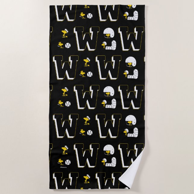 Serviette De Plage Lettre sport Woodstock Varsity Motif (Devant)