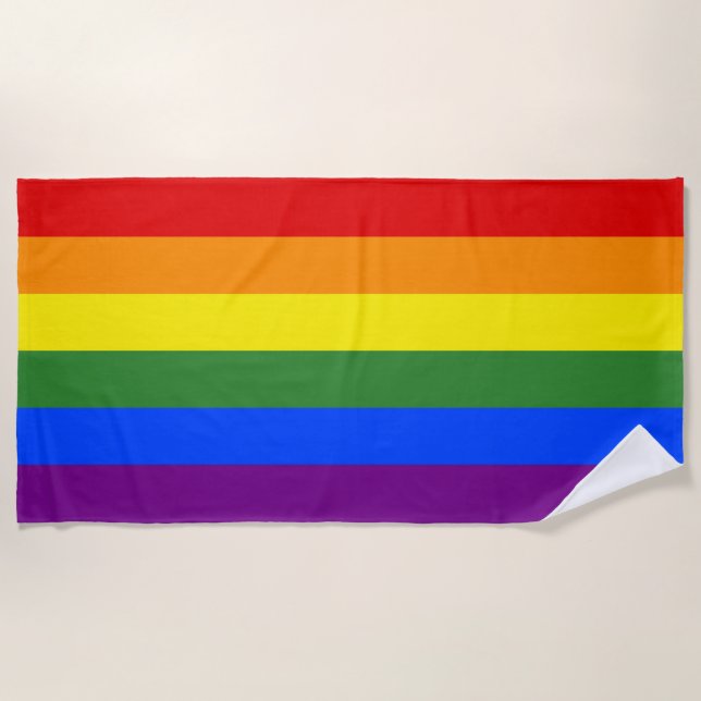 Serviette De Plage LGBTQ Pride Rainbow Stripes Beach Towne (Devant)