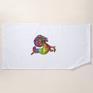 Serviette De Plage Licorne de poulet arc-en-ciel Coq Image drôle d'an