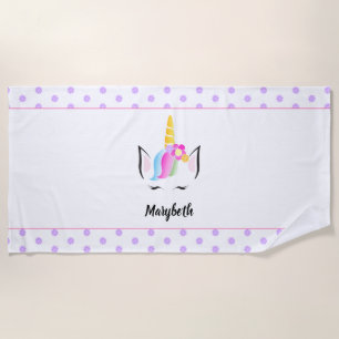 Serviette De Plage Licorne Fleur Magique Colorée Mignonne