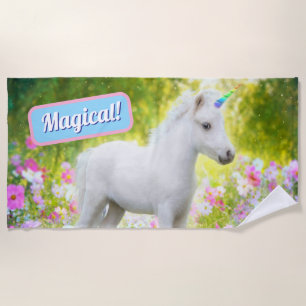 Serviette De Plage Licorne Poney Blanc