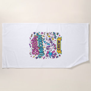 Serviette De Plage Licorne Skater Licorne Crew Rétro Style Imprimé su