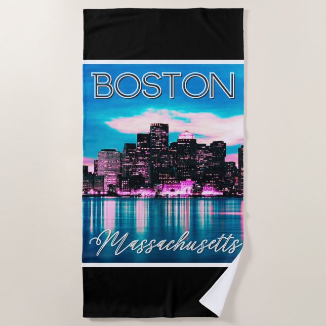 Serviette De Plage Ligne aérienne du Massachusetts de Boston (Devant)