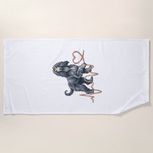 Serviette De Plage Ligne de battement de coeur de chien Afghan Hound 