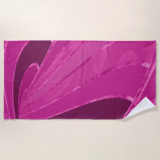 Serviette De Plage Lignes courbes soyeuses abstraites en rose