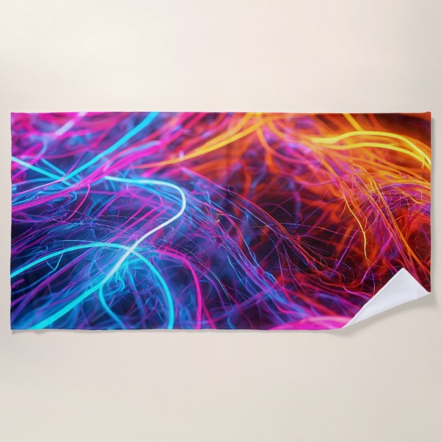 Serviette De Plage Lignes de néon (Devant)