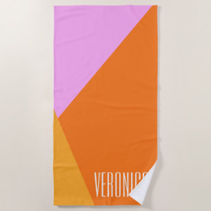 Serviette De Plage Lilac Orange et Jaune Art géométrique Personnalisé