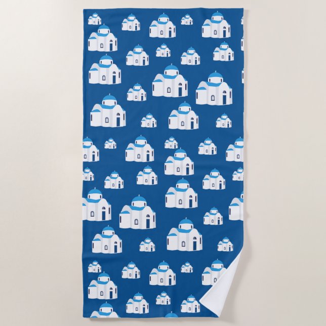 Serviette De Plage L'île grecque Santorin Blue Dome (Devant)