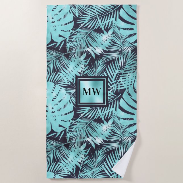 Serviette De Plage L'île tropicale aux feuilles de palmier (Devant)