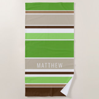 Serviette De Plage Lime personnalisé Vert foncé Brown Taupe Blancs