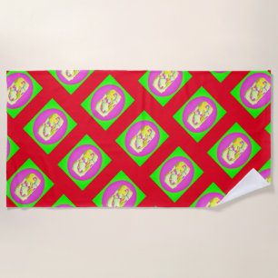 Serviette De Plage Lime Vert et violet clair motifs