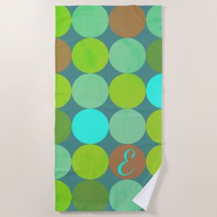 Serviette De Plage Lime Vert Turquoise Turquoise & Rust Cercles Monog