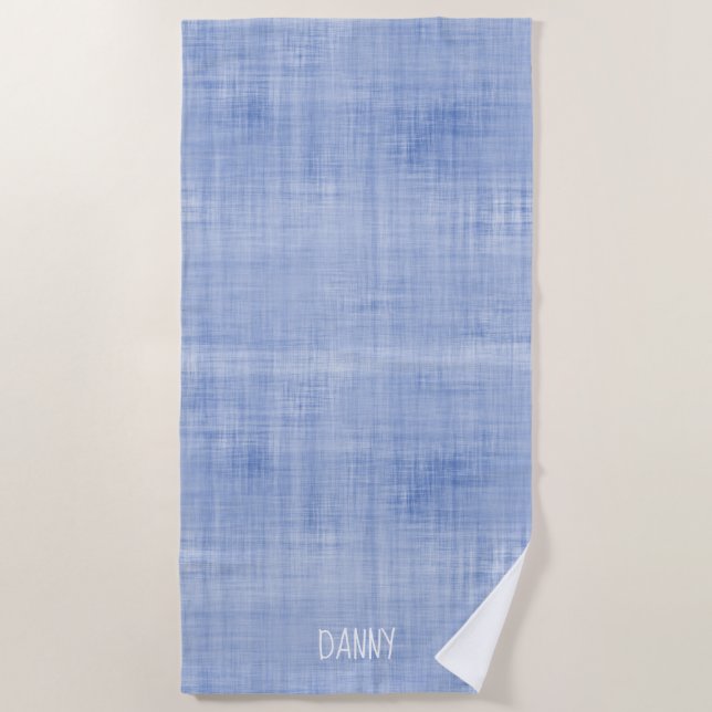 Serviette De Plage Linge blanc Bleu NOM Blanc Garçons Preppy Sud (Devant)