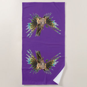 Serviette De Plage Lionfish - Conception abstraite - Découpe d'une ph