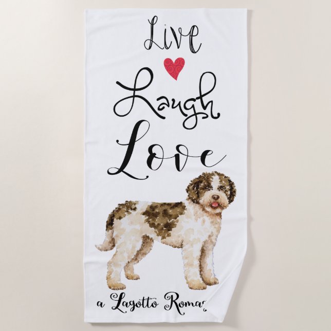 Serviette De Plage Live Laugh Love a Lagotto Romagnolo (Devant)