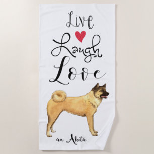 Serviette De Plage Live Laugh Love Akita