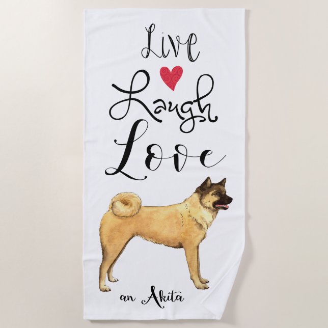Serviette De Plage Live Laugh Love Akita (Devant)
