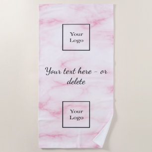 Serviette De Plage Logo de l'entreprise en marbre rose clair