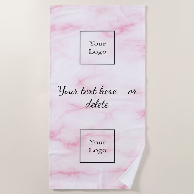 Serviette De Plage Logo de l'entreprise en marbre rose clair (Devant)