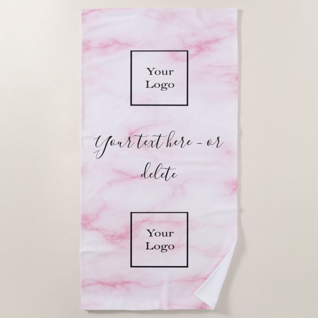 Serviette De Plage Logo de l'entreprise en marbre rose clair (Devant)