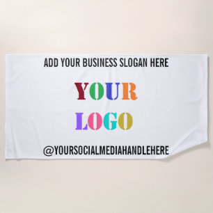 Serviette De Plage Logo de l'entreprise personnalisée Texte Social Me