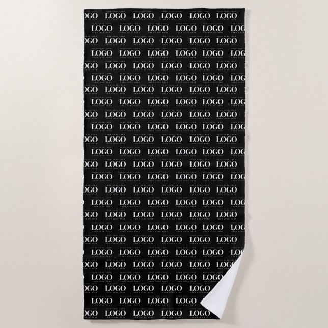 Serviette De Plage Logo d'entreprise blanc personnalisé sur le Motif  (Devant)