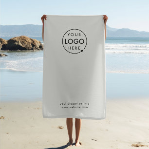 Serviette De Plage Logo d'entreprise Gray Minimalist Swag promotion