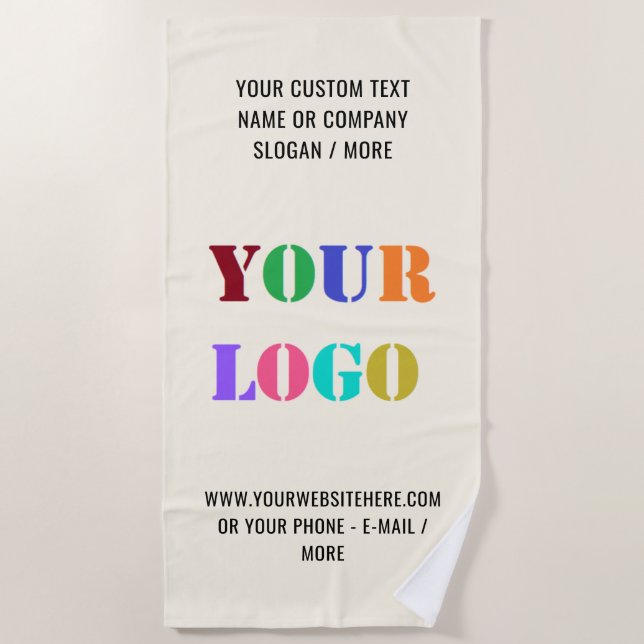 Serviette De Plage Logo d'entreprise personnalisé et texte de l'entre (Devant)