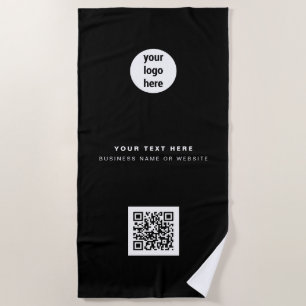 Serviette De Plage Logo d'entreprise QR Code Moderne Minimaliste