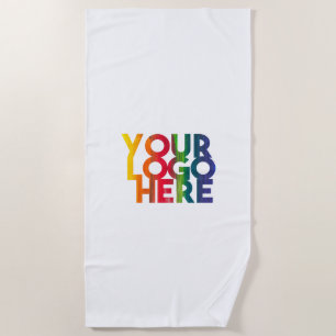 Serviette De Plage Logo d'entreprise simple blanc