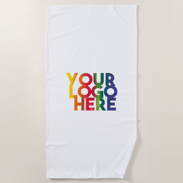 Serviette De Plage Logo d'entreprise simple blanc (Devant)