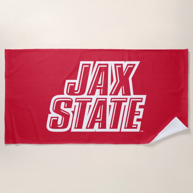 Serviette De Plage Logo d'état de Jacksonville State University JAX S (Devant)