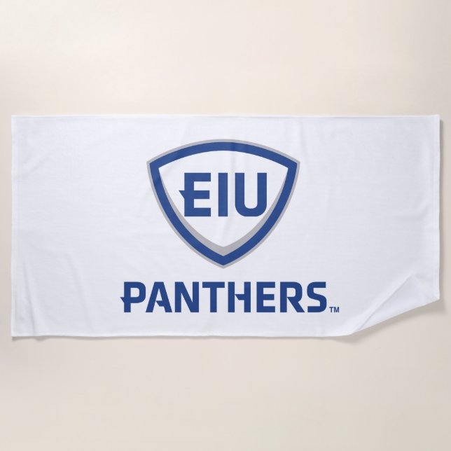 Serviette De Plage Logo Eastern Illinois Panthers Shield & Wordmark (Devant)