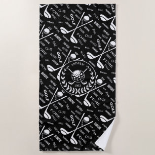 Serviette De Plage Logo élégant personnalisé de golf de golfeur