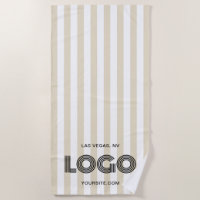 Logo en rayure classique beige et blanc