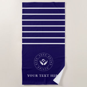 Serviette De Plage Logo et texte personnalisé minimal simple