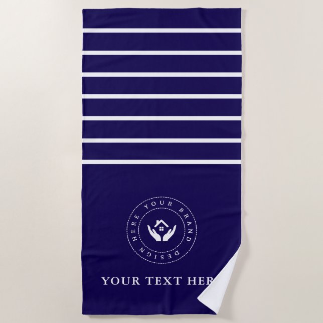 Serviette De Plage Logo et texte personnalisé minimal simple (Devant)