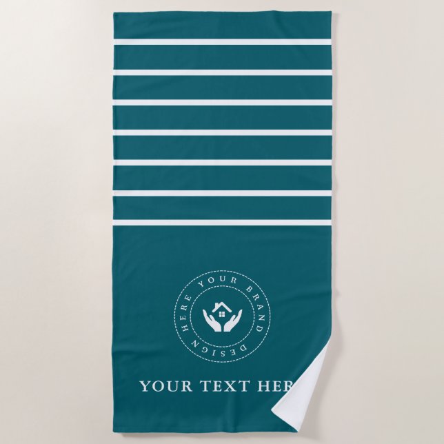 Serviette De Plage Logo et texte personnalisé minimal simple (Devant)