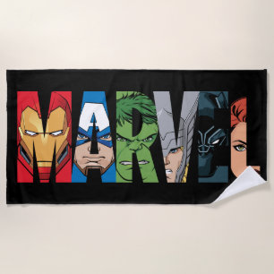 Serviette De Plage Logo Marvel Avengers Face Lettre