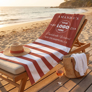 Serviette De Plage Logo minimaliste Terracotta pour week-end entre fi