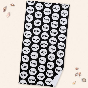 Serviette De Plage Logo Motif Entreprise Promotion Marque Noir