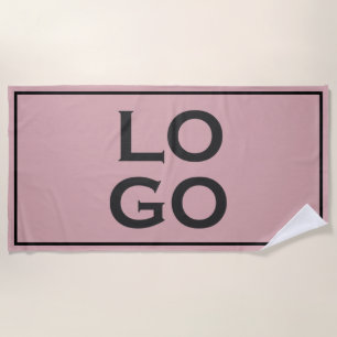 Serviette De Plage Logo personnalisé sur Dusty Rose avec cadre