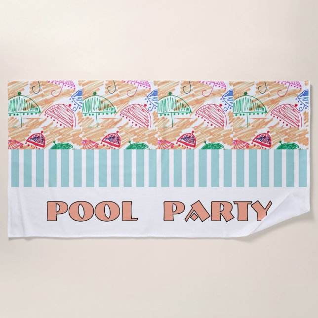 Serviette De Plage Logo POOL PARTY (Devant)