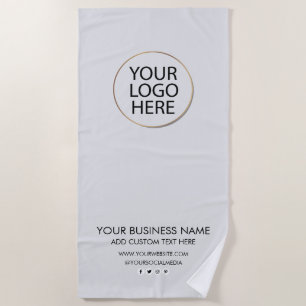 Serviette De Plage Logo professionnel et entreprise de texte Blanc