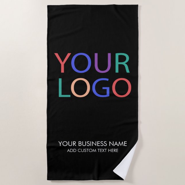 Serviette De Plage Logo professionnel et entreprise de texte noir (Devant)